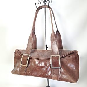 Kenneth Cole Brown Leather Envelope Style Shoulder Purse